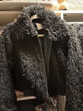 Zara Black Faux-Shearling Teddy Jacket